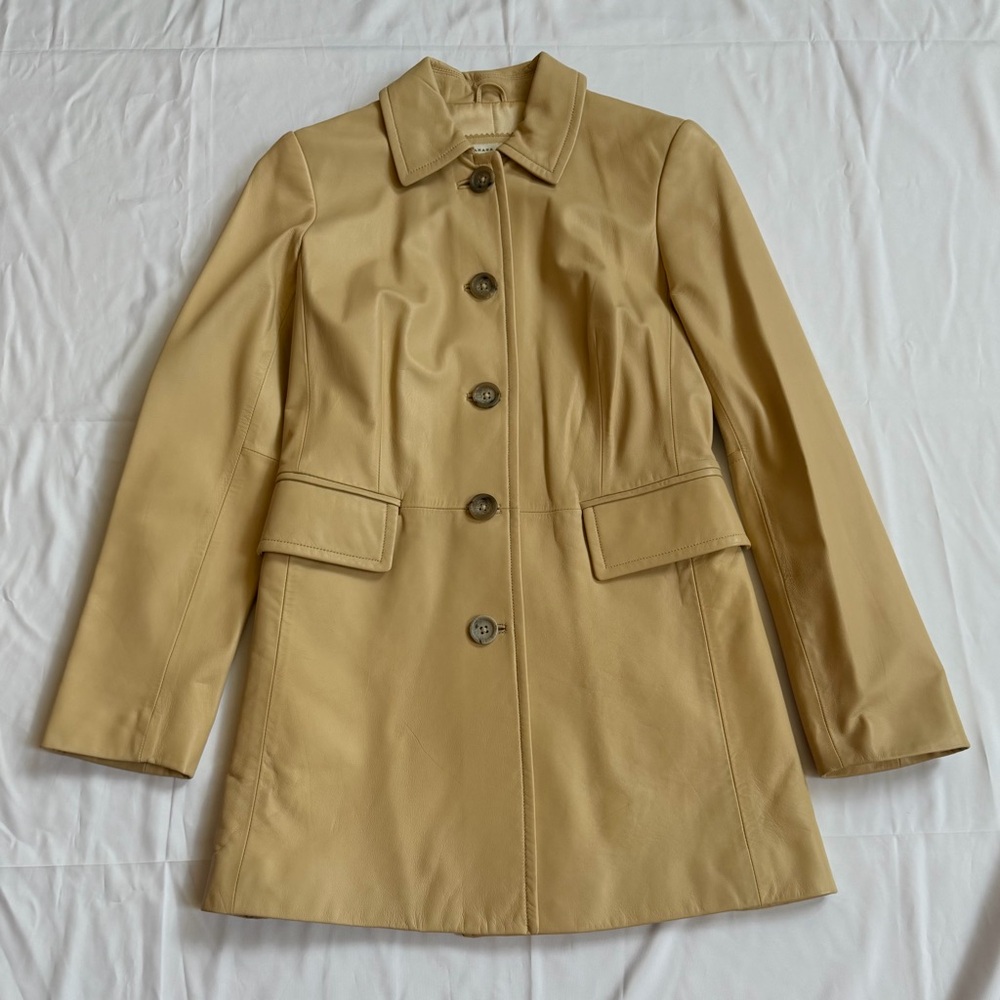 Vintage Banana Republic Leather Jacket Size XS Beige